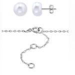 Macy's Two-Pc. Set Cultured Freshwater Pearl Pendant Necklace & Stud Earrings White Photo 5