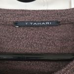 T Tahari Womens Small Long Sleeve Shirt Scoop Neck Knit Top Brown Stretch Soft Photo 2