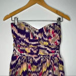 Parker  Silk Chevron Print Strapless Mini Dress Size Medium Photo 3