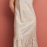 Anthropologie NWT Eli + Ali by Twilight Lace Dress in Silver Size Medium Photo 0
