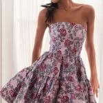 Mac Duggal Pink Floral Strapless Mini Dress 4 Photo 0