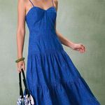 RIHOAS The Blue Sweetheart Neck Embroidery Slip Midi Dress 3 Size L Photo 3