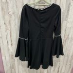 Lulus  Romantic Intention Black Pearl Bell Sleeve Skater Dress Size Medium Photo 6