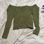ZARA NWT  Green Textured puff sleeve  Long Sleeve Top Photo 1