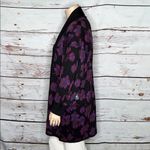 Modcloth  NWT Size XL Black - Purple & Blue Floral Open Front Sweater Cardigan Photo 2