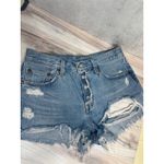 Levi's 501 Premium Womens 27 Distressed Denim Shorts Button Fly Light Wash Raw Photo 14