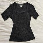 Gianni Bini Gianni vintage Black glittery square neck knit short sleeve top Size small Photo 0