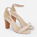 JustFab Sandals Masha Ankle Strap Block Heel Faux Suede Shoes Size 10 NEW Photo 0
