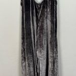 Anthropologie  Maeve Grey Crushed Velvet Wide Leg Jumpsuit Photo 5