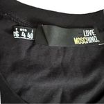 Love moschino Rare Womens Size 4 Black Graphic Embroidered Tee Photo 6
