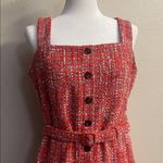 Ann Taylor  Coral Tweed Button-Front Dress with Belt | Size 6 Photo 4