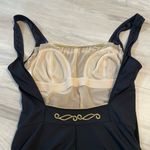 Longitude Vintage Black Gold One Piece Swim Suit With open Back-See Measurements Photo 6