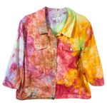 Denim & Co Plus Size 1X Denim Jacket Handmade Tie Dye Jean Rainbow Boho 1097 Photo 1