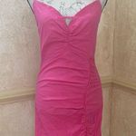 ZARA  PINK MAGENTA BEADED LINEN BLEND MINI DRESS OPEN BACK SZ M Photo 0