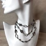 MICHAEL DAWKINS Starry Night Sterling Silver Petals and Oxidized Stars Necklace Photo 1