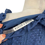 Alice + Olivia Joanne Mini Dress Lace Trim Ruffle Tiered 3/4 Sleeve Blue Size 2 Photo 13