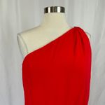 Ralph Lauren Women's Cocktail Dress Size 14 Red Sleeveless One Shoulder Sheath Photo 6