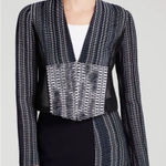 Elie Tahari Sydney Jacket Blue Black Tweed Pieced Mesh Blazer $468 M Photo 0