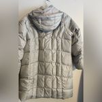 Eddie Bauer Long Quilted Puffer Down Jacket, Light Grey, Size 1X, EUC Photo 4