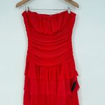 Lulus  Exceptional Existence Red Mesh Ruched Tiered Maxi Dress Photo 3