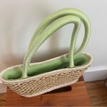 The Sak  Straw Purse Tote Pale Green Interior Fabric Drawstring Closure Picnic Photo 3