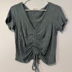 Gaze USA Gaze Turquoise V-Neck Ruched Top Photo 0