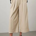 New! Eudon Choi Paperbag Wide‎ Leg Vegan Leather Pants sz 2 Tan Photo 2