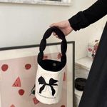 Handmade  Small unique Fashion bow-knot Bucket cloth Bag for Women Photo 6