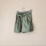ZARA poplin belted paperbag waist khaki shorts size xs Photo 20