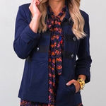 CAbi  Navy Blur Band Jacket Military Style Jacket Medium  3375 Photo 0