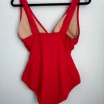 J.Crew Red Orange Ruched V - Neck One Piece Swimwear Women’s Size 10 Photo 2