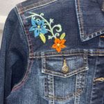 HARLEY DAVIDSON Denim Dark Blue Jean Embroidery Jacket Size Women's Medium Red Photo 2