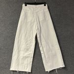 ZARA  Jeans Womens 4 White Denim Light Wash 5 Pockets Frayed Hem Wide Leg Comfort Photo 1