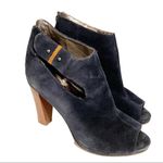 Loft Size 9 Salma Blue Leather Suede Open Ankle Block Heel Ankle Booties Photo 3