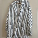 Anthropologie NWT Pilcro Striped Linen Blazer Jacket Size L Oversized Dolman Photo 1
