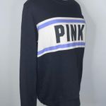 PINK - Victoria's Secret PINK VICTORIA’S SECRET Black White Purple Sweatshirt Medium Pullover Photo 3