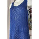 RD Style  Blue Knit Mesh Semi Sheer Sleeveless Tank Top Vest Curve Hem Size Large Photo 2