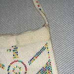 Vintage Cream Rainbow Beaded Phoenix Medium Crossbody Bag Purse Hippie Fringe Tan Photo 3