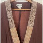 Yasuko Jacket M/L Brown Floral Kimono Silk Art To Wear Lagenlook Mixed Media Size M Photo 2