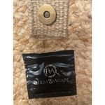 Philia & Agape Round Jute Bag Shells Woven Geometric Pattern Top Handle Green Photo 3