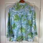 JM Collection Floral Cottagecore Linen Shirt 12 Tropical Cruise Button Blouse Photo 1