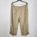 Jones New York  Khaki Linen Cropped Pants Size 14 Capri Linen Pants Photo 3