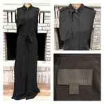 Intermix  100% Silk Black Maxi Dress Button Down Avante Garde Cut Out Small Milit Photo 1