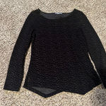 Tart Black Textured Long Sleeve Asymmetric Hem Sweater Top Evening Casual Photo 0