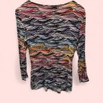 Cable & Gauge Cute stretchy rainbow wave twist front deep v babydoll 3/4 sleeve top mermaid Photo 3