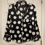 Victoria's Secret Victoria’s Secret Black Polka Dot Button Down Long Sleeve Pajama Top Photo 0
