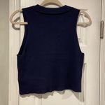 NWOT Sincerely Jules Size XL Blue Ribbed Knit V Neck Collar Sleeveless Crop Top Photo 4
