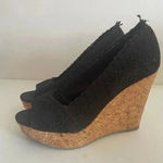 Nine West CLEARANCE Women's  Black Crochet Wedge Cork‎ Heels Size 7.5M GUC Photo 0