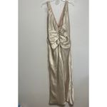 Rampage  Champagne Evening Gown Deep V Neck Ruffle Front Zip Back Size 13 Photo 4