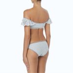 Vince Camuto  Bikini Set White & Black Stripes Ruffled Off Shoulder Size Small Photo 6